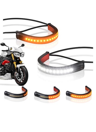 اشتري Two flexible universal 12V Led flash lamps for motorcycle turn signal lamp strips في السعودية