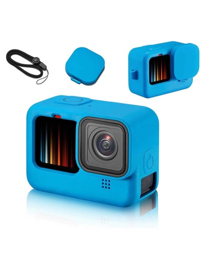 اشتري 1PC Frame Silicone Protective Housing Case Skin Lens Cover compatible with GoPro Hero 9(2020) Black Action Camera Accessories silica case-blue في مصر