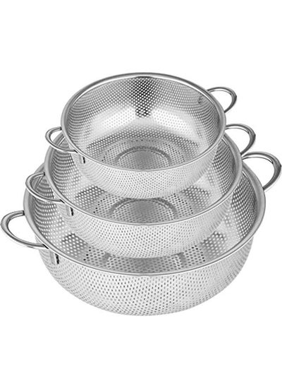 Buy Set Of 3 Stainless Steel Micro-Perforated Colanders Strainers in Egypt