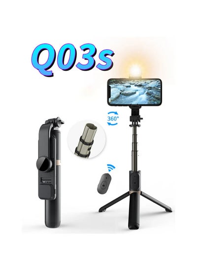 Buy Q03S bluetooth selfie stick expandable mini tripod with LED fill light remote control shutter for Android IOS in UAE