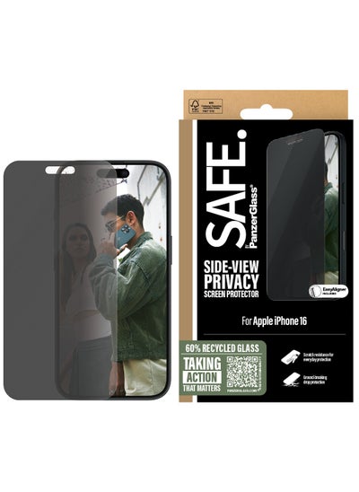 اشتري SAFE by PanzerGlass® Privacy Screen Protector for iPhone 16 - 60% Recycled Glass, Smudge-Free Coating - with mounting aid for easy installation, Tempered Glass Screen Protector For iPhone 16 في الامارات