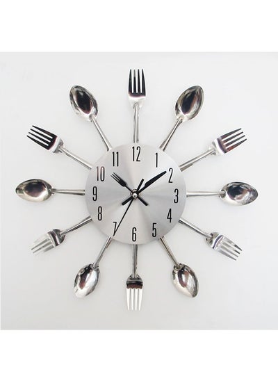 اشتري Cutlery Pattern Analog Wall Clock Silver 32 x 32cm في السعودية