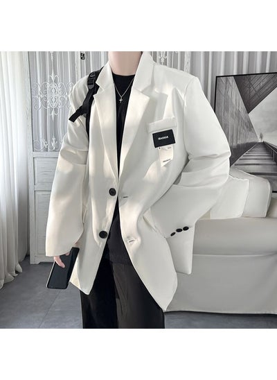 اشتري 2023 British Dapper Mens White Blazer Autumn CasualWhite White في الامارات