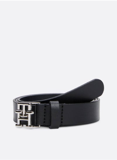 Buy Women's Th Logo Adjustable Belt - Leather, Black in Saudi Arabia