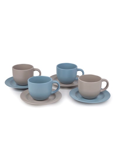 اشتري Jaspe 4-Piece Tea Cup & Saucer Set 220ml - Sg Glaze | Kitchen Dinnerware, Ceramic, Stoneware في الامارات