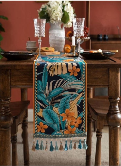 Buy Ethnic Pattern Embroidery Runner Weave Tassel Tablecloth Table Runner for Coffee Table Dining Table TV Cabinet 180 x 35 Centimeter in UAE