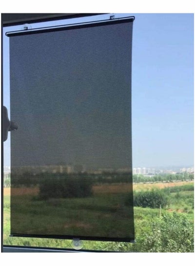 اشتري Classic PVC 100% Blackout Roller Blinds for Windows Retractable Car Sunshade Window Shades Blind Shade with Suction Cups Temporary Portable Cover Curtain 49x 23inches في السعودية