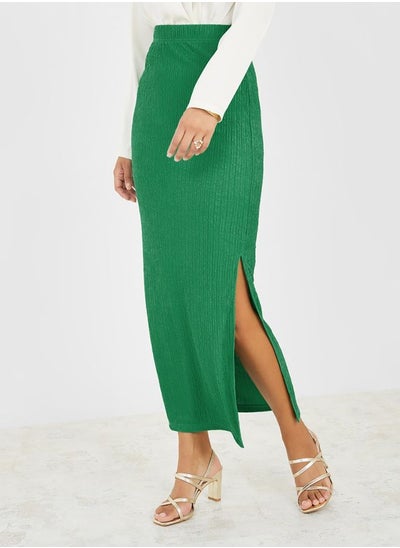 Buy Plisse Side Slit Maxi Skirt in Saudi Arabia