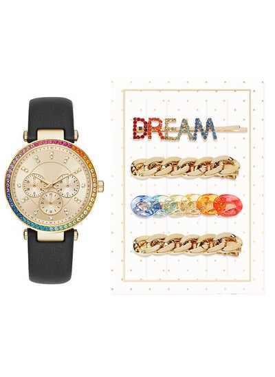 اشتري Ladies Casual Analog Watch & Hair Clip Set A1136G-42-A02 في السعودية