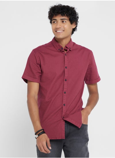 Buy Button Collar Short Sleeve Shirt in Saudi Arabia