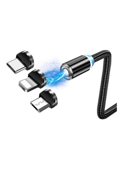 Buy 3-In-1 USB Magnetic Charging Cable With Plug Black in Saudi Arabia