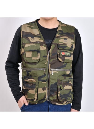 Buy Breathable Mesh Fishing Vest Men Multi-Pocket Waistcoat Spring and Autumn Jungle Camouflage in UAE