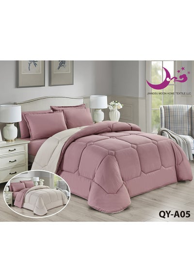 Buy Comforter Set Bedspread 6 Pieces Medium Filling Two Sides Microfiber 230x250 cm in Saudi Arabia