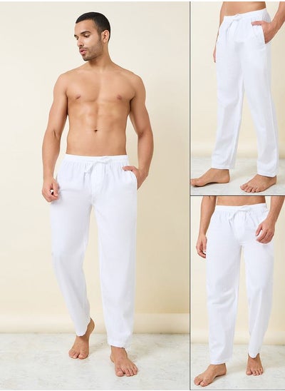 Buy Pack of 2 - Cotton Straight Pyjama with Side Pocket in Saudi Arabia