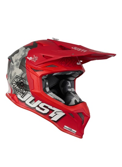 Buy Full Face Motocross Helmet J39 Kinetic Camo Grey Red Orange in UAE