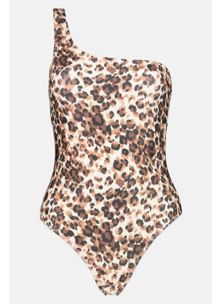 اشتري Women  Animal Print Lightly Padded One Piece Swimwear, Brown Combo في الامارات