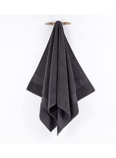 Buy Micro Pleat Bath Towel, Dark Grey - 630 GSM, 70x140 cm in UAE