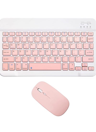 Buy Rechargeable Bluetooth Keyboard and Mouse Combo Ultra-Slim Portable Compact Wireless Mouse Keyboard Set for Android Windows Tablet Cell Phone iPhone iPad Pro Air Mini, iPad OS/iOS 13 and Above (Pink) in UAE