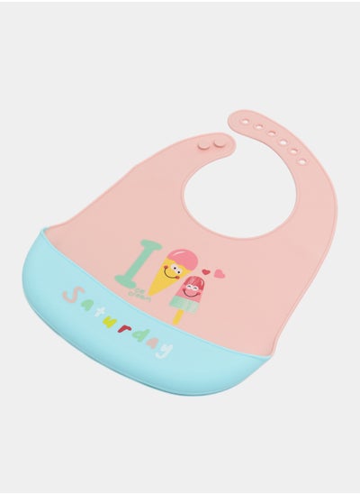 Buy Silicone baby bib with falling food pocket 1 piece assorted color, design may vary in Egypt