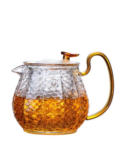 اشتري Heat Resistant Glass Teapot With Tea Infuser Filter Glass Teapot Cup Set في السعودية