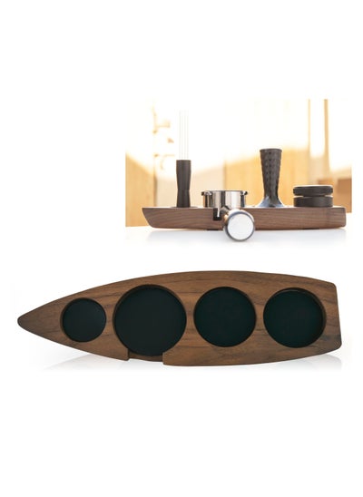 اشتري Coffee Tamper Holder Boat Shape Tamping Base Wooden Compatible With 51mm,54mm Coffee Espresso Machine Accessories 4 Holes Tamper Distributor And Portafilter WDT Needle Stand في السعودية