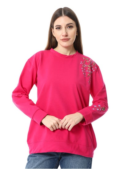 Buy WomenEmbroidery Melton sweat Shirt With Long Sleeves in Egypt