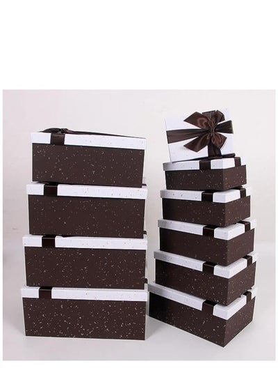 اشتري Paper Gift Box Set | 10Pcs Set Multiple Sizes | Ribbon Included  Perfect for Birthdays, Weddings - Black في الامارات