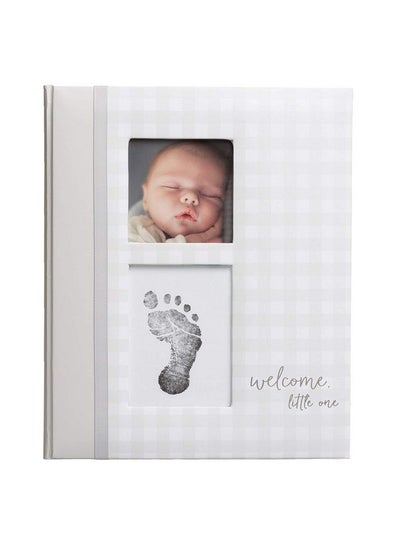Buy Gingham Baby Memory Book And Cleantouch Ink Pad Gender Neutral Baby Accessory Baby Milestones Photo Album Gray in UAE