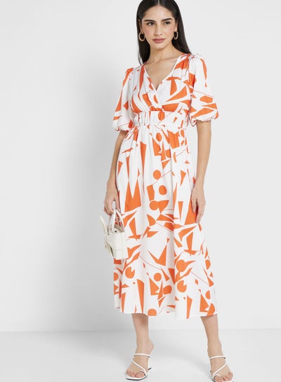 Buy Puff Sleeve Printed Dress in UAE