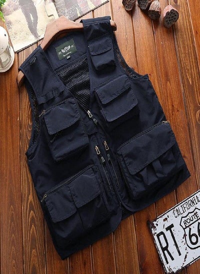 Buy Mens Vests Quick Dry Breathable Multi Pocket Mesh Vest Sleeveless Jackets 7xl in Saudi Arabia