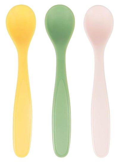 اشتري Set of 3 Soft Baby Spoons Feeding for Toddlers 6 MONTHS+  Multicolour في السعودية