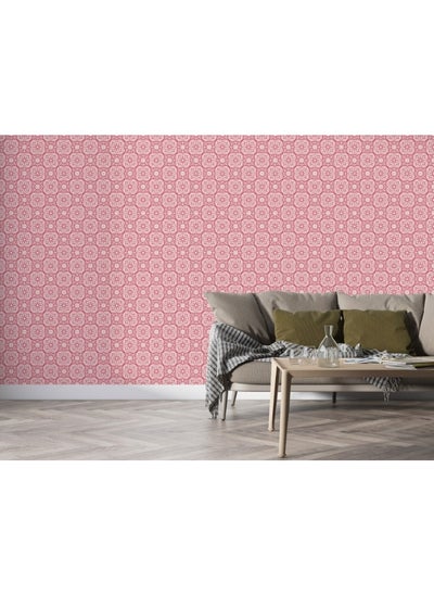 Buy Pink Pattern With Flowers Fabric Wallpaper Covers An Area ​​Up To 4.2Mx3M With Adhesive And Smoothing Tool in Egypt