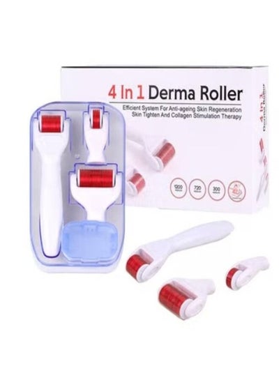 اشتري 4-In-1 Derma Roller Kit Red/White في مصر