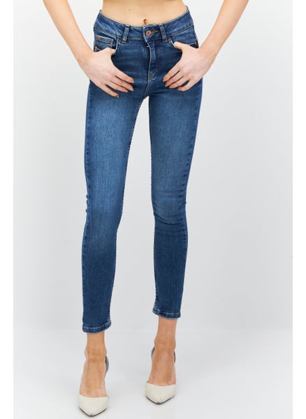 Buy Women Petite Washed Stretchable Jeans, Blue in UAE