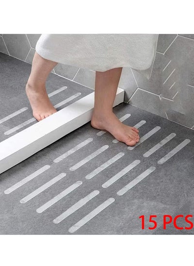 اشتري 15 Pieces Anti Slip Shower Stickers Safety Bathtub Strips Adhesive Decals for Bath Tub Shower Stairs Easy to Remove في السعودية