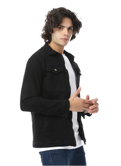 Buy Turn Down Collar Padded Gabardine Jacket_Black in Egypt