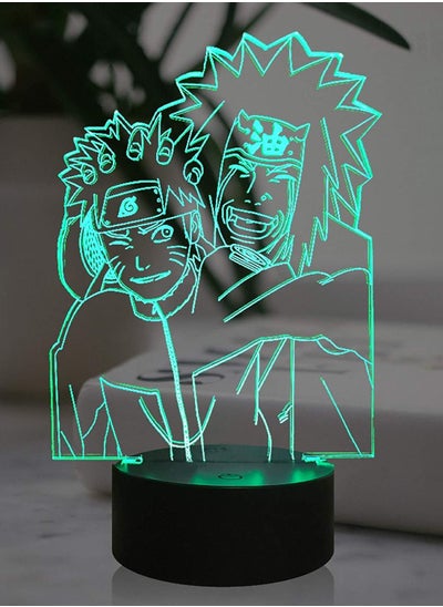 اشتري Jiraiya Naruto Teacher 3D Visual LED Night Light Anime Figure Lamp USB Remote Control Naruto Fan Souvenir New Year Baby Illusion Lamp for Boyfriend Home Decor في الامارات