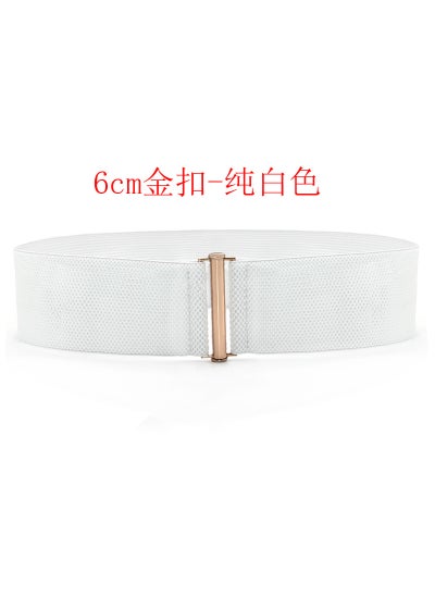 Buy Elastic Fashion Waist Belt for Dresses Coats Suits6cm gold buckle/Pure White 6cm gold buckle/Pure White in UAE