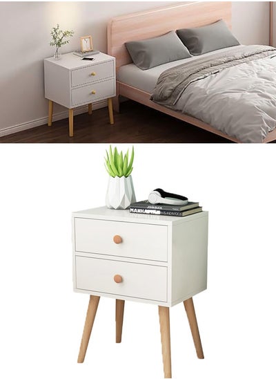 Buy Nightstand Side Table with Drawer and Storage Bedside End Table with Solid Wood Legs for Table Household Living Room Bedroom Dorm and Small Spaces in Saudi Arabia