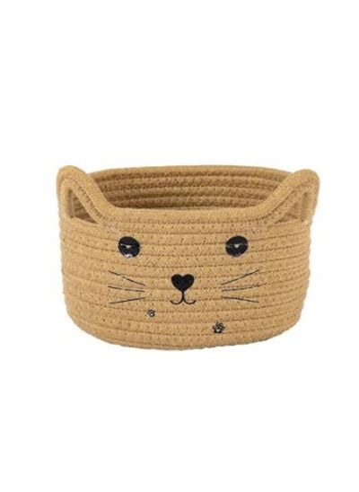 اشتري Cat Remote Control Cotton Thread Woven Desktop Storage Basket Key Storage Basket Miscellaneous Sorting Basket Circular Blue Bbasket في الامارات