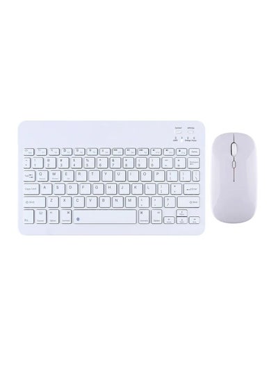 Buy Universal Portable Rechargeable Mini Wireless Keyboard And Mouse Combo For Tablet Mobile Phone IOS Android And Windows White in UAE