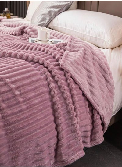 Buy Throw Striped Blanket Super Soft, Purple Color in UAE