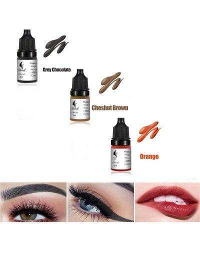 Buy 3 Color Pigment Set for Lip Gloss and Brow Permanent Makeup Pigment Ink Supplies for Lips and Brows Waterproof Long Lasting Professional Pigment 5ml*3 in Saudi Arabia