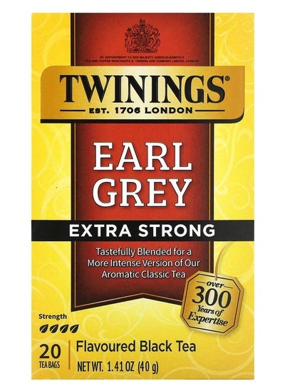 Buy Black Tea Earl Grey Extra Strong 20 Tea Bags 1.41 oz (40 g) in UAE