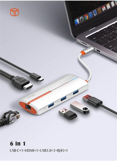 اشتري محطة إرساء USB C 6 في 1 مع محول USB C من النوع C مع موزع HDMI وموزع USB C لأجهزة الكمبيوتر المحمولة في الامارات