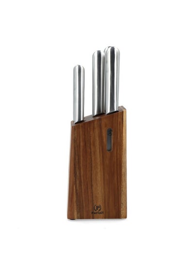 Buy High Quality Kitchen Knife Set with Wooden Stand Silver and Brown 36.5 x 8 x 17.5 cm 186CW40901N in Saudi Arabia