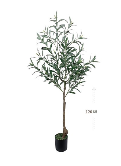 Buy Drama Home Artificial Olive Tree 120 cm Faux Plants Olive Silk Tree with Branches and Fruits in Pot Artificial Trees Indoor Outdoor Décor for Home Office Living Room Floor… in Saudi Arabia