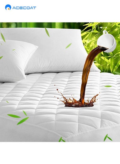 Buy Small Double Quilted Waterproof Mattress Protector Hypoallergenic and Noiseless Fitted Sheet Cover Double Bed Extra Deep 100% Waterproof Mattress Protector Cot Mattress Topper, White (140*200+30) in Saudi Arabia