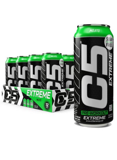 Buy C5 Energy Drink Extreme, Pre-Workout, 200mg Caffeine, Sugar Free, Zero Calories with Beta Alanine, L-Arginine 16fl.OZ, 473ml pre workout supplement (Full Box 12 Cans, Mojito) in UAE