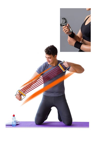 Buy 2 Pack Gym Equipment set -Chest Expander & Grip Strength Trainer -Portable Home Workout Resistance Set,Handle Grip Chest Exercise Fitness Equipment,Great for Training at Home for Men/Women in Saudi Arabia